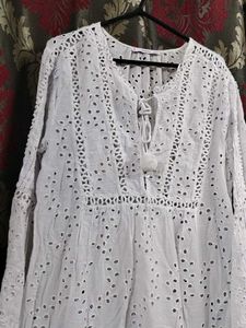 MANGO brand- White Embroidered Dress