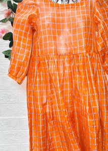 🥳🥳🥳Free! Free! Free!/ Orange Checkered Dress
