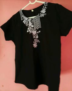 Embroidered Black T-shirt