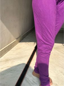 Purple Cotton Leggings - Casual Style