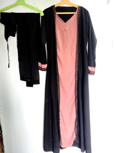 Elegant Abaya Set Pitch Color With Nakab