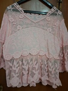 Pink Lace Peplum Top