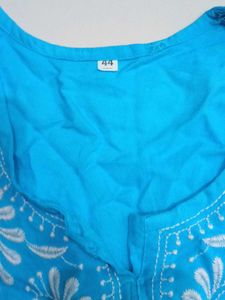 Blue Embroidered Kurti