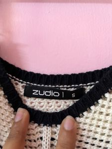 NStriped Crochet Tank Top With Free Black And Wh