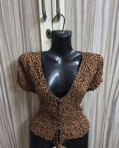 Leopard Print V-Neck Top