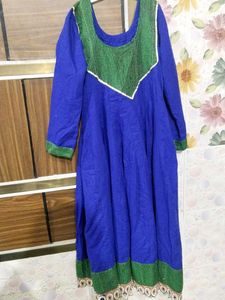 Blue & Green Embellished Kurti
