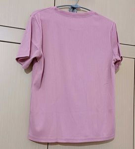 Pink Ribbed T-Shirt