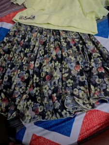 Cute Yellow Top &amp; Floral Skirt Set
