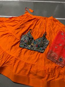 Navratri Orange Lehenga Choli Set