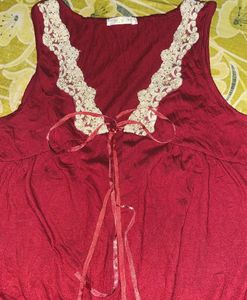 Maroon Lace Trim Tank Top