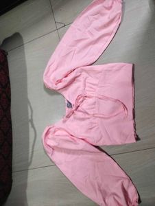 Pink off shoulder crop top