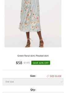 H&amp;M Mint Floral Skirt