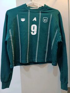 Green Cropped Number Sweatshirt