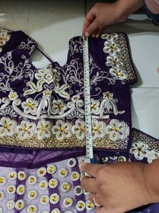 Purple Lehnga Choli Saree With Stiched Blouse
