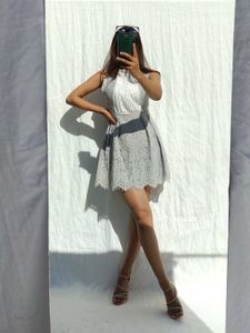 Grey Lace Alone Dress