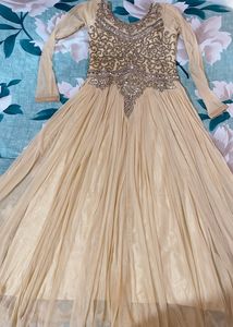 Party Wear  Golden Gown With Bottom N Dupatta Dupa