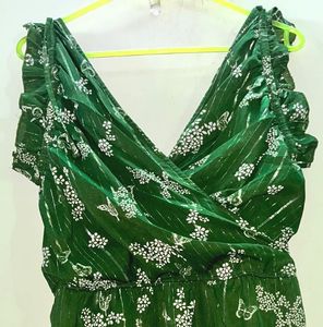 Green Butterfly Print Dress