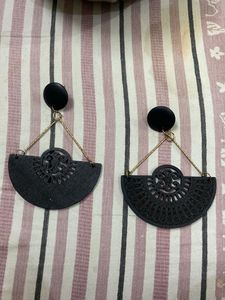 black wooden ear rings