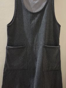 Gray Sleeveless Dress with White Top