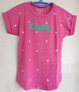 Girls Cotton Lycra T Shirt, Size 9-10 Years