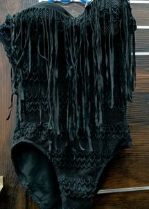Black Fringe Swimsuit