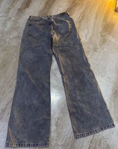 Ribbed Grey Straight Fit Jeans.SIZE-32-34.