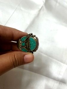 TURQUOISE CORAL GEMSTONE TIBETAN Stone Ring