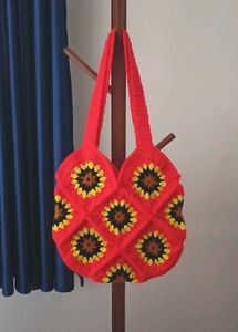 Red Crochet🧶Sunflower🌻Handbag