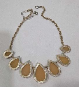 Boho Druzy Peach Teardrop Necklace