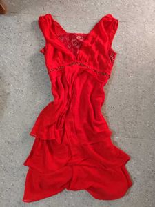 red tiered bottom y2k dress