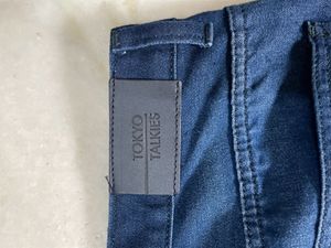 Dark Blue Denim Straight Leg High Waist Jeans