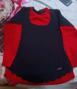 Red & Black Knit Top