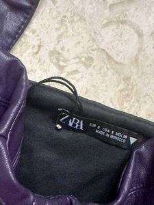 ZARA FAUX LEATHER BUSTIER TOP💜🟪🟣