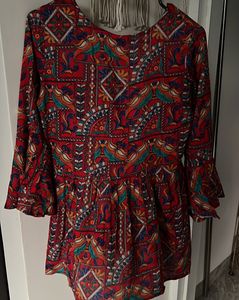 ESTONISHED-Red Indo-Western Peplum Type Bell