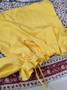 Yellow Ruffled Off-Shoulder Top