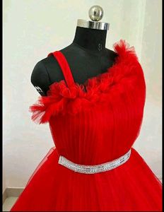 Stunning Red Net Gown