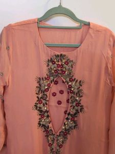 Pink Embellished Kurta (3piece)