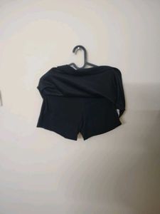 Mini Black Ribbed Skorts