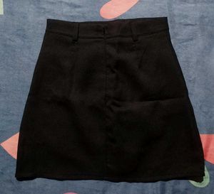 Chic Black Button-Front A-Line Mini Skirt