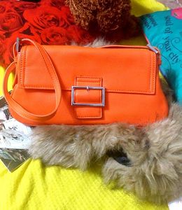Retro Orange Buckle Shoulder Bag