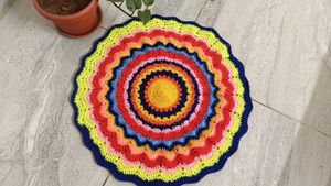 Handmade Crochet Multicolour Rug