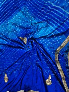 Blue Gotta Patti Bandhani Art Silk Palazzo Suit