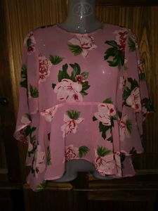 Pink Floral Layered Blouse