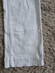 Flared Mid Waist White Denim