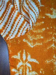 Orange Printed A-Line kurta