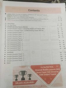 Oswal Sample Paper For Class 10th Mathematics