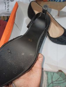 New Black Rhinestone Lino Perros Heels Women