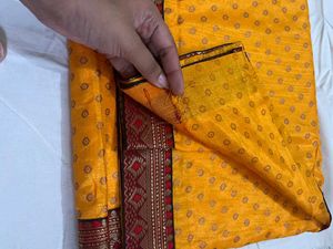 new yellow lace saree