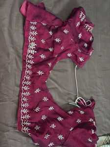 Maroon Saree With Desinger Blouse