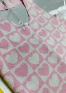 Pink Heart Checkered Sweater Vest